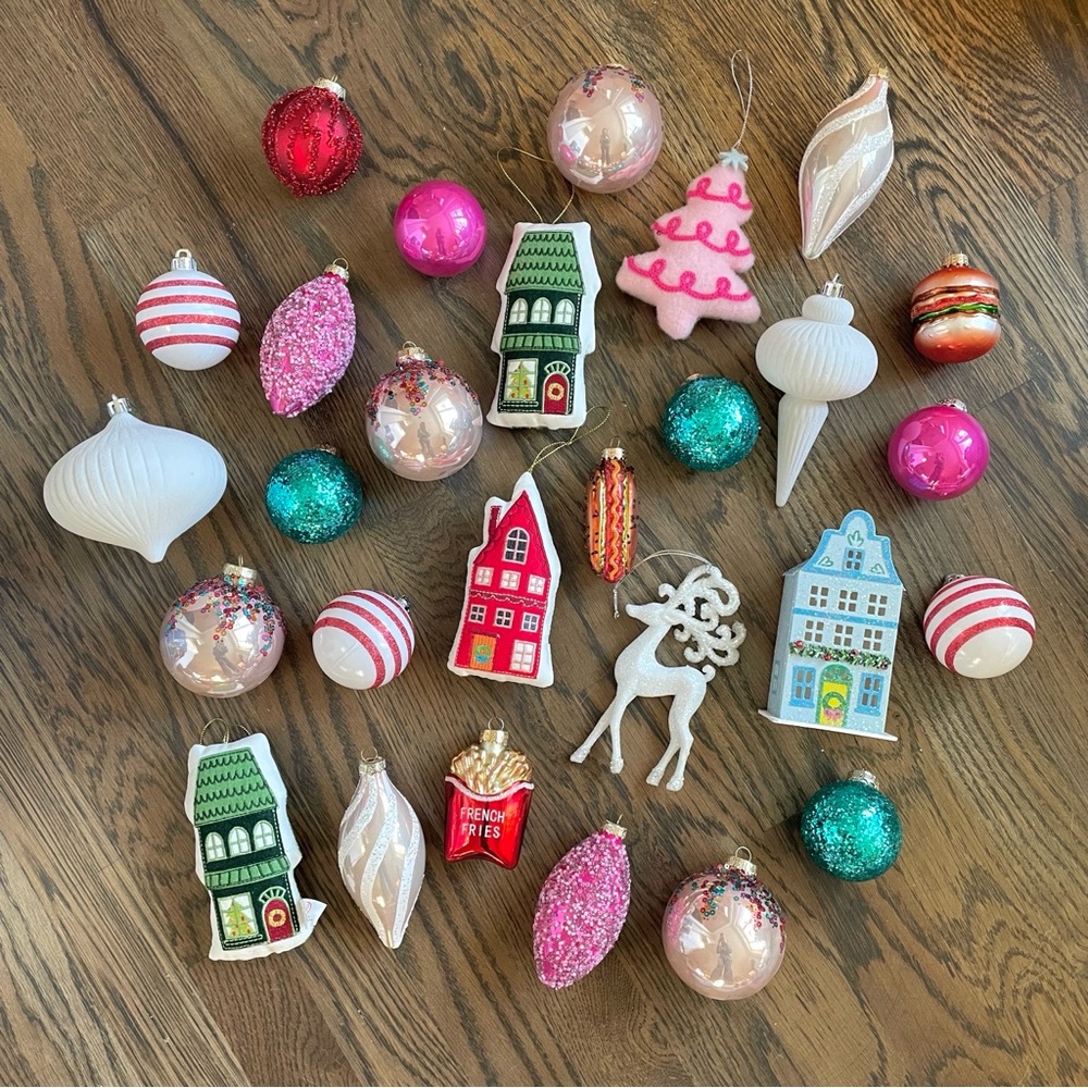 Lot of 28 Colorful Christmas Ornaments